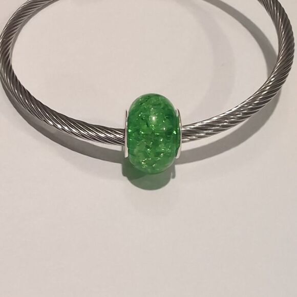 Silver‎ "Crushed Glass" Charm for Pandora Style Bracelet - Picture 2 of 4